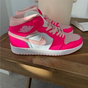 Nike Air Jordan Women's Hot Pink and White Sneakers